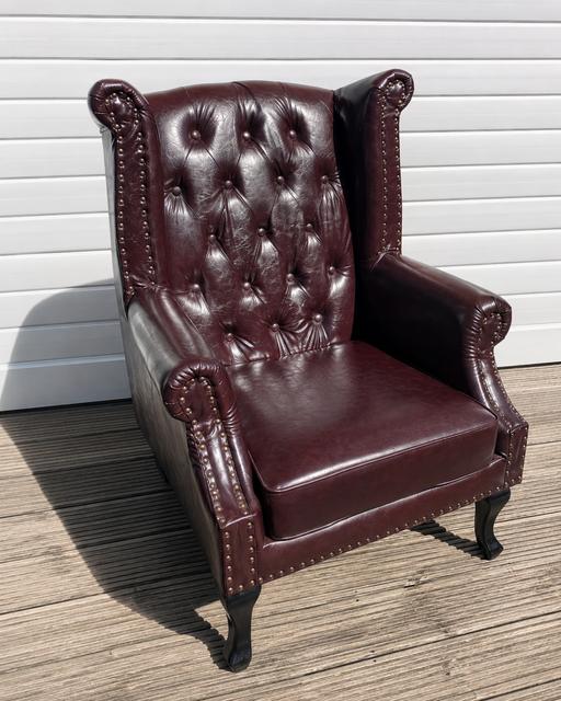  — Vintage Burgundy Chesterfield Style Wingback