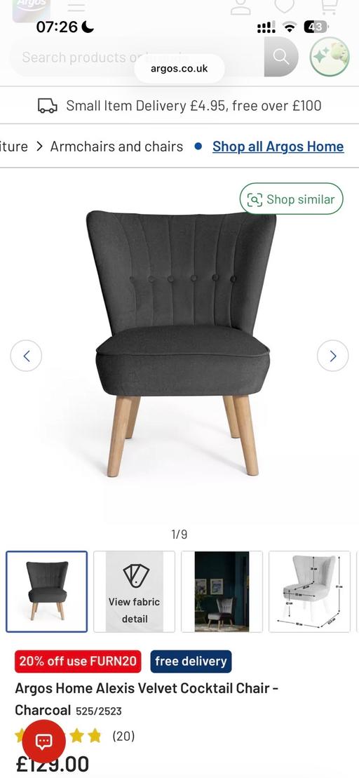  — Charcoal Arm Chair