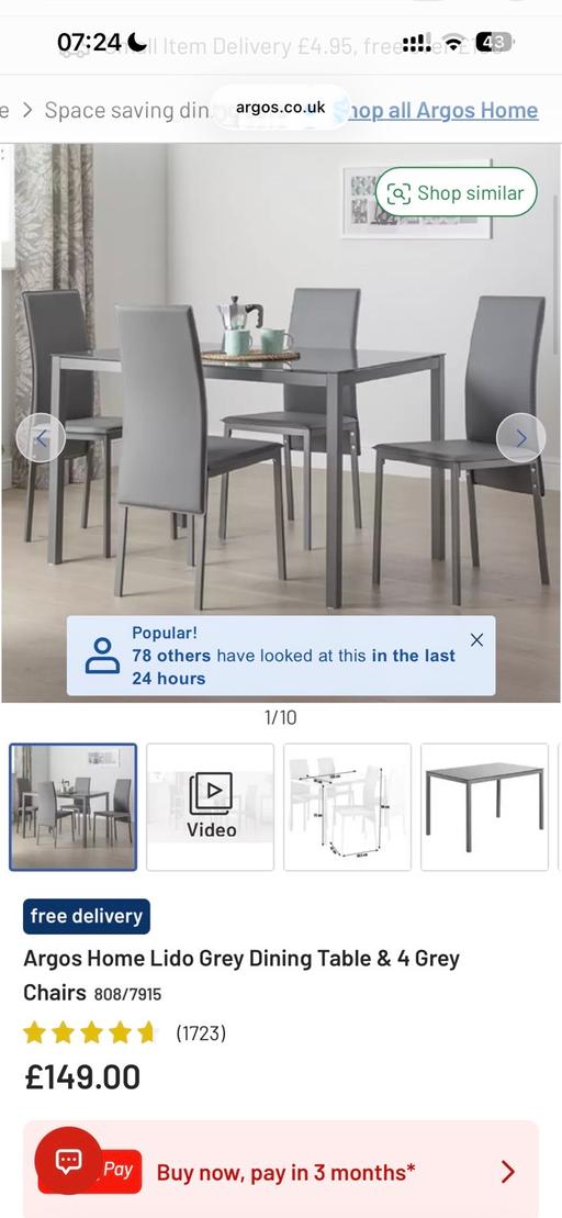  — Grey Glass Table and 4 Chairs