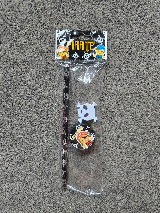  — Pirate pencil, rubber. sharpener- new