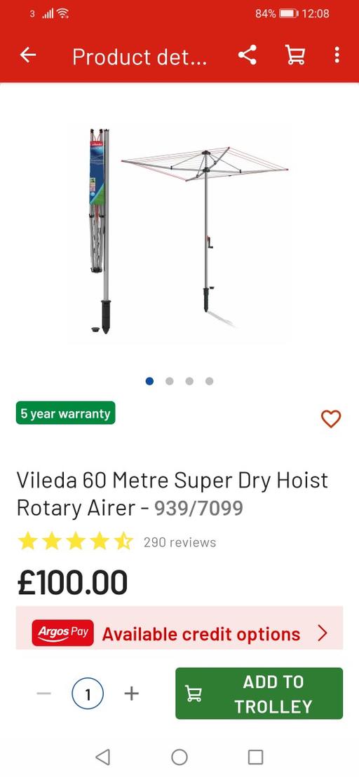  — New Vileda 60 metre rotary airer RRP £100