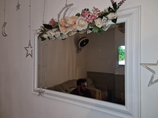  — white mirror with flowers