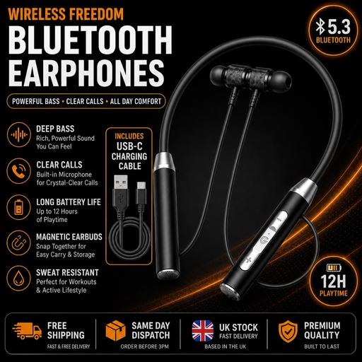  — Wireless Bluetooth Neckband Earphones