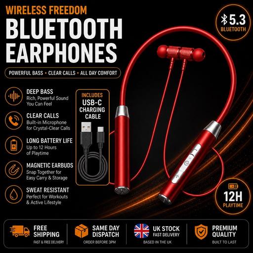 — Wireless Bluetooth Neckband Earphones