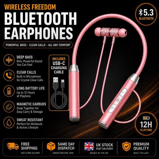  — Wireless Bluetooth Neckband Earphones