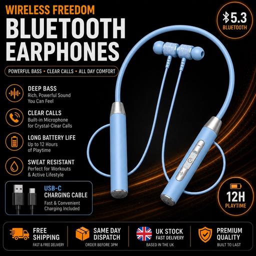 — Wireless Bluetooth Neckband Earphones