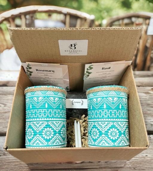  — Teal Aztec tribal GYO herb garden gift set