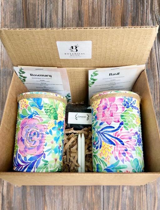  — Pastel bloom floral GYO herb garden gift set