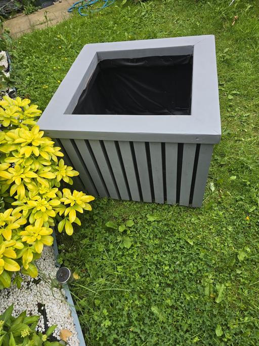  — Handmade Large Wooden Garden Planter Grey.