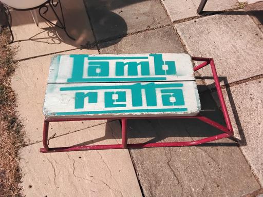  — vintage child's sledge with LAMBRETTA logo