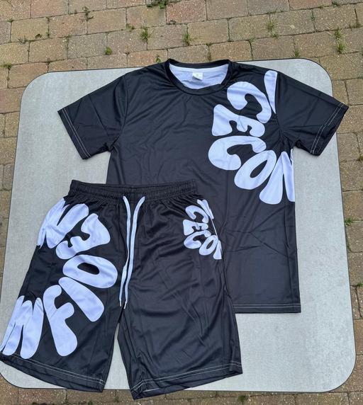  — Men's Black Graphic T-Shirt & Shorts Set | Ov