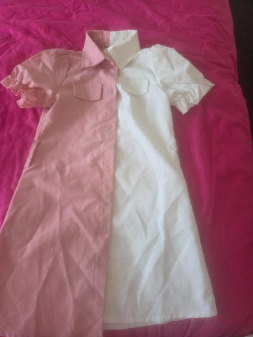 — pink and white , girls shirts dress, 5yr