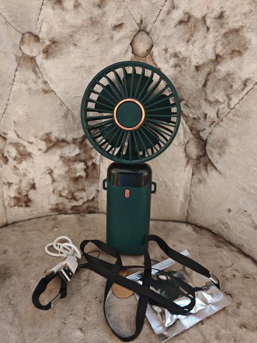  — Green rechargeable handheld fan