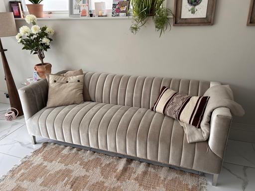  — Silver velvet 3 seater sofa