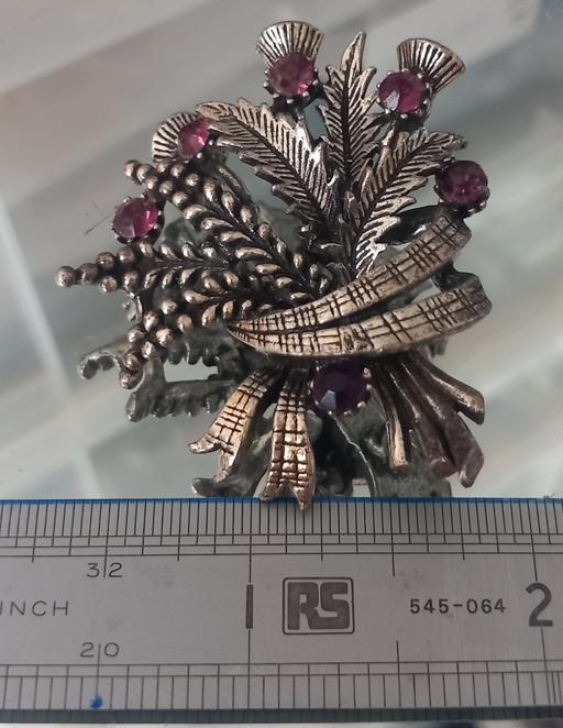  — Vintage amythest pewter Scottish brooch
