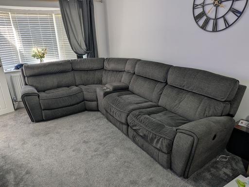  — large corner sofa with 3 electric recliners