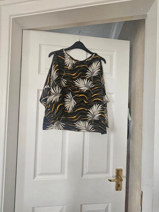  — Tropical pattern summer top, size 14.