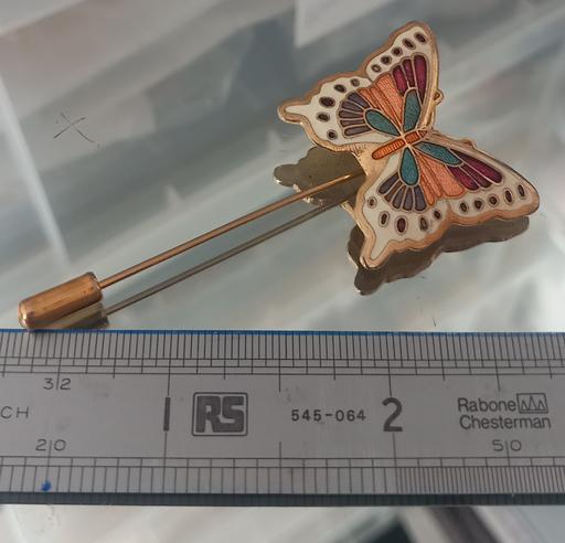  — Gold plated cloisonne enamel butterfly pin