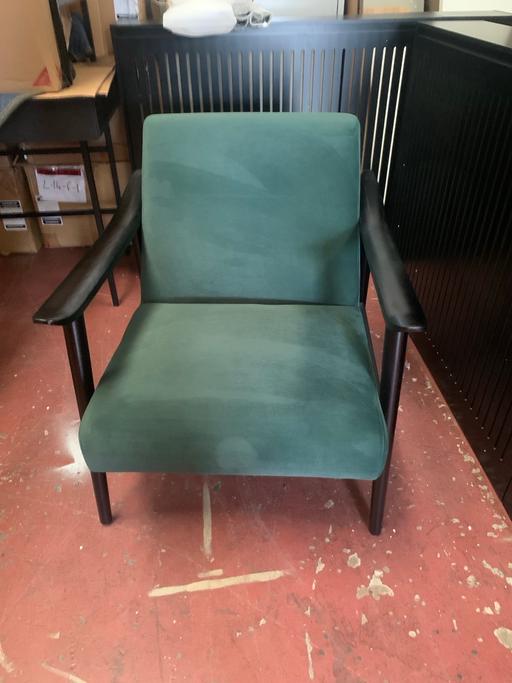  — Green velvet occasional chair