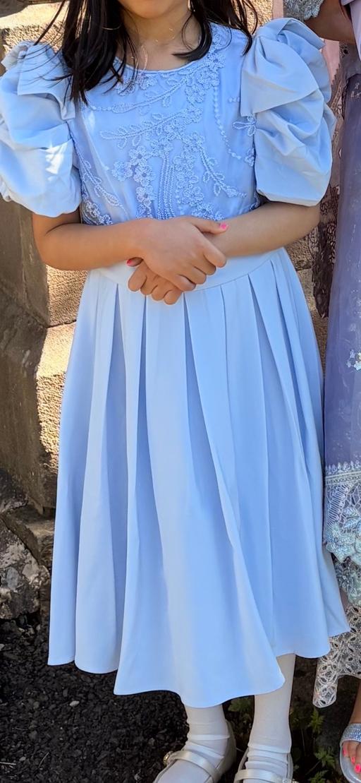  — Girls Light Blue Embroidered Occasion Dress