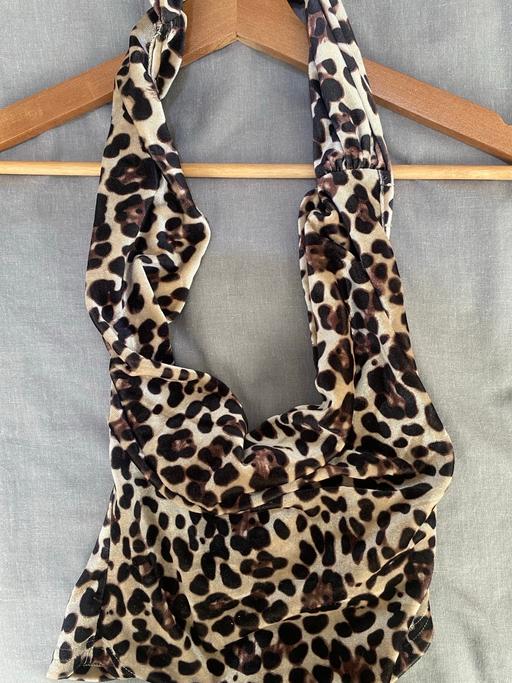  — Velvet Leopard Print Halter Top