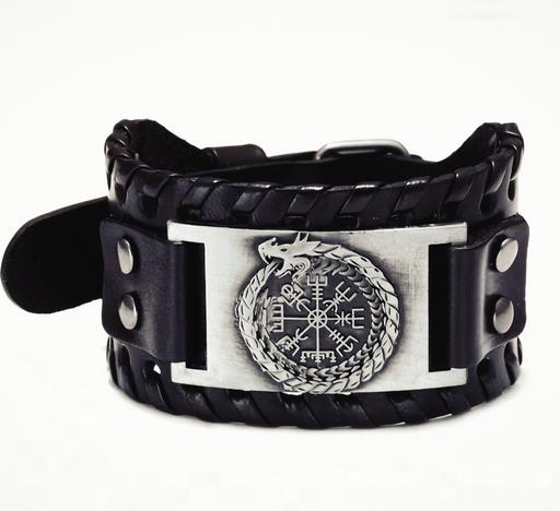  — Viking Vegvisir Leather Cuff Bracelet
