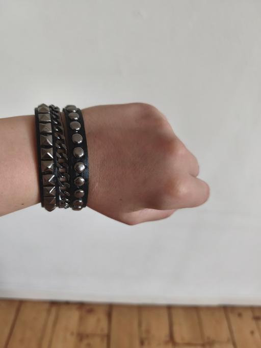  — Black Studded Leather Cuff Bracelet - Punk