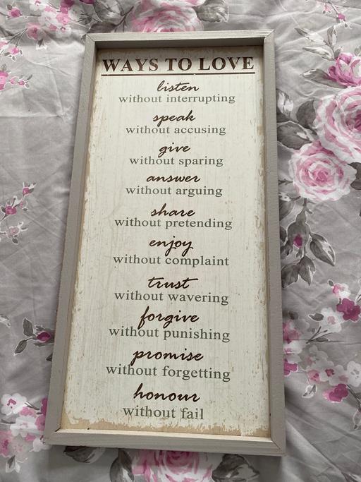  — Wooden plaque “Ways To Love”