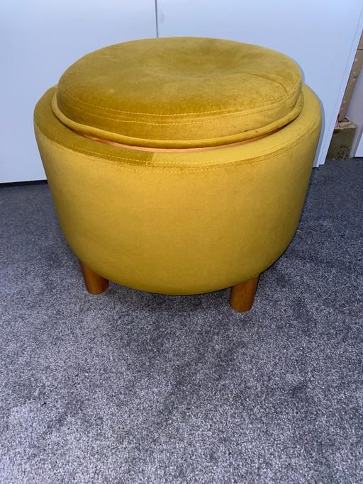  — Mustard Yellow Velvet Storage Stool/Footrest