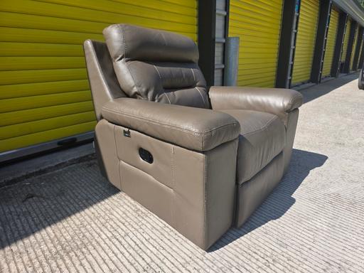  — grey Italian leather recliner chair