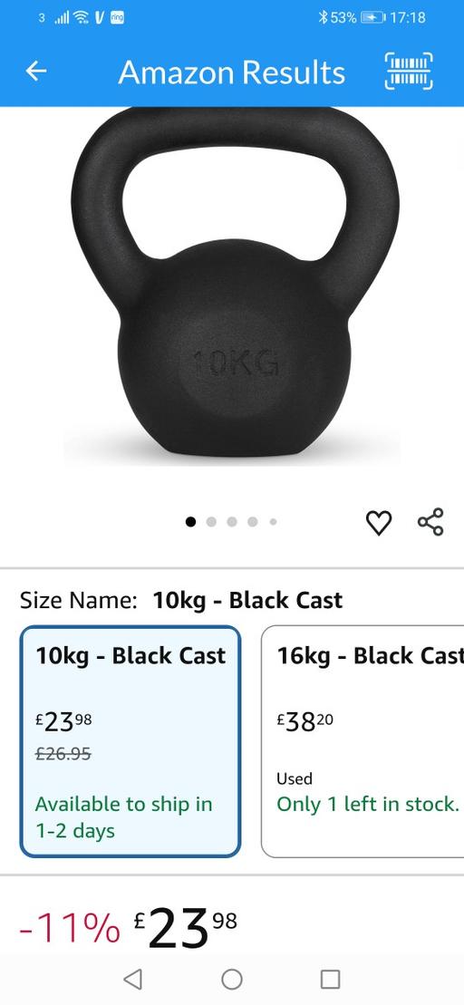  — New cast iron kettle bell 10kg