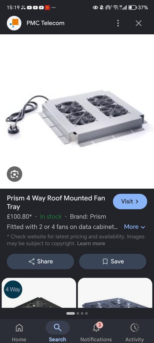  — 4 fan cooling tray