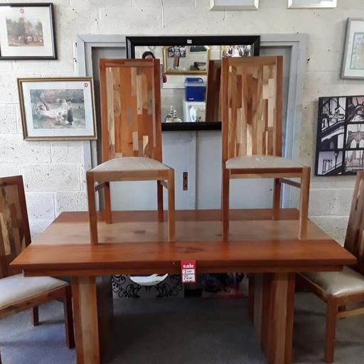  — Bespoke solid wood dining table & 4 chairs