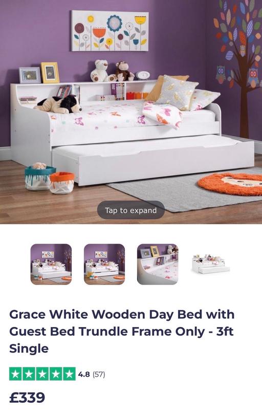  — Happy beds Grace white wooden single bed
