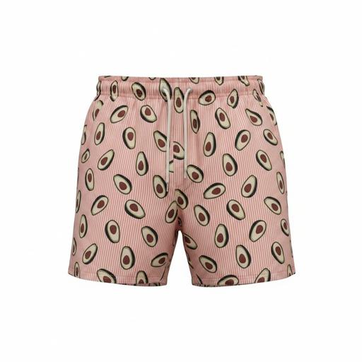  — Pink avocado print swim shorts
