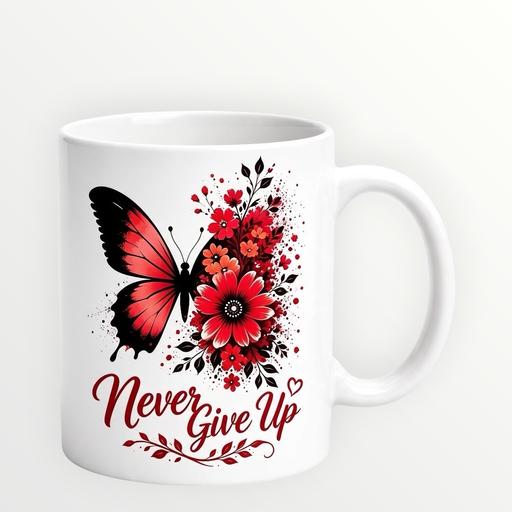  — 11oz ceramic sublimation never give up mug