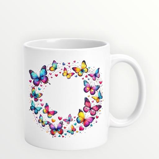  — 11oz  sublimation butterflies and hearts mug
