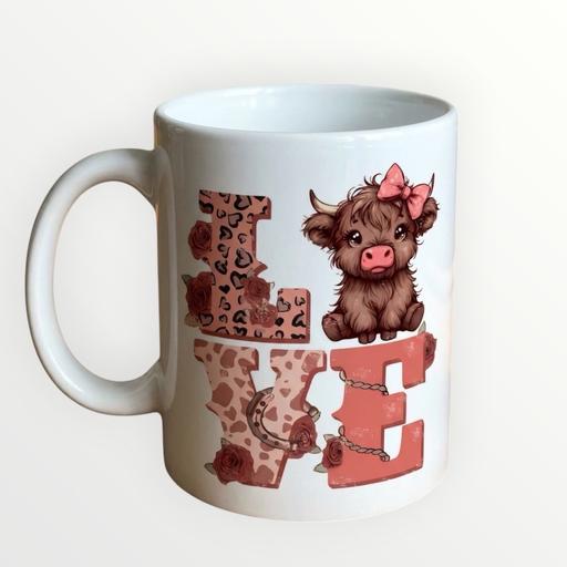  — 11oz  sublimation mug with highland cow
