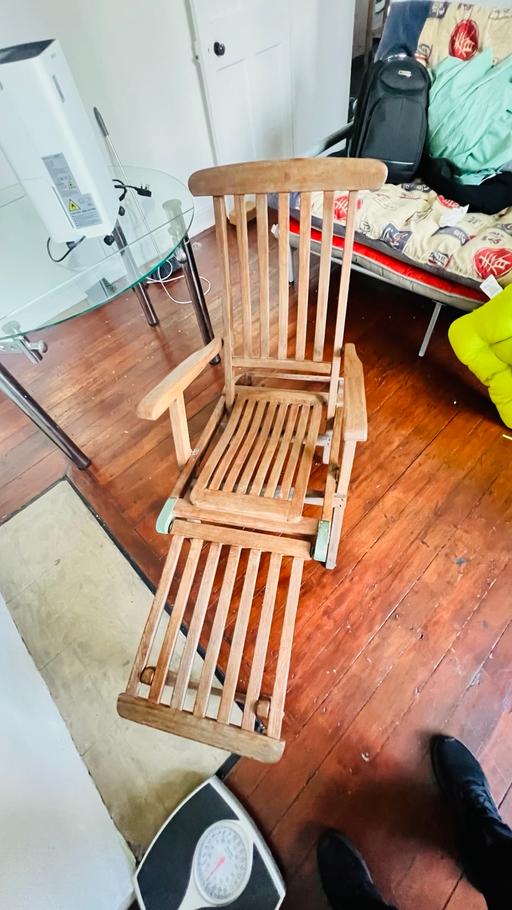  — Italian wooden sun lounger with footrest