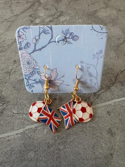  — Red Football & United Kingdom Flag Earrings