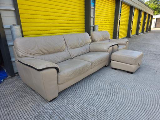  — scs grey leather 3x1 ottoman footstall