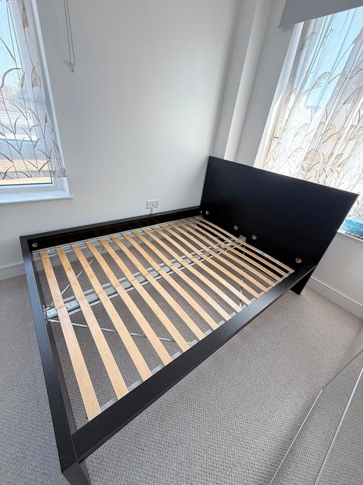  — black wooden double bed frame