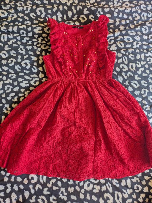  — red party dress with sequin detail
