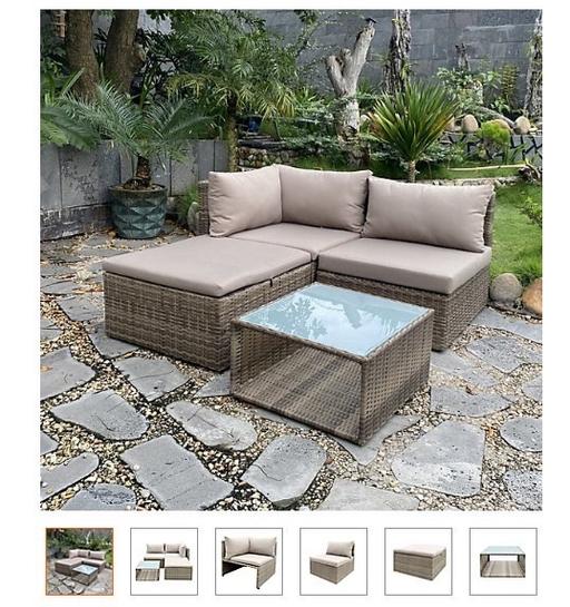  — Rattan effect 3 Seater Coffee Set
