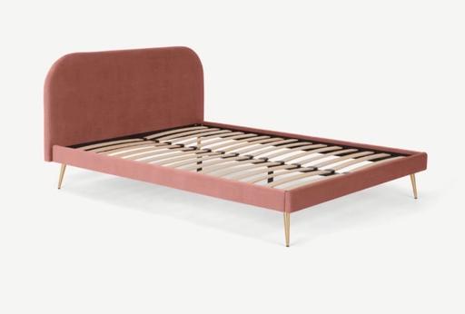  — Eula King size pink velvet luxurious bed