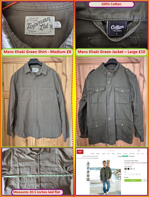  — Mens Khaki Green Shirt or Jacket Medium/Large