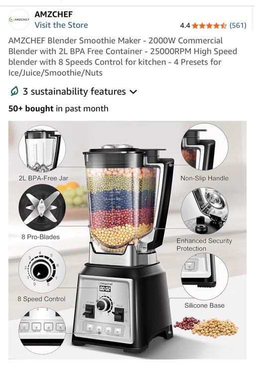  — AMZCHEF Professional Blender – 2000W