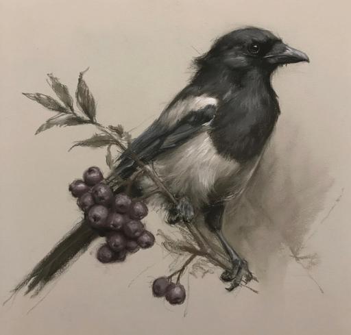  — Original Magpie Pastel Portrait, Size A5
