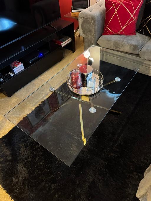  — MORDEN GLASS & GOLD COFFEE TABLE