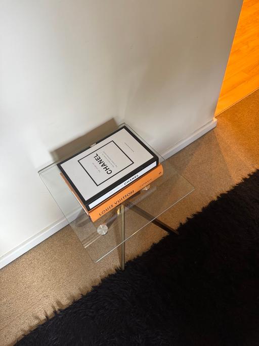  — GLASS & GOLD SIDE TABLE